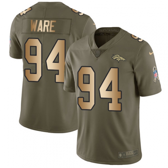 Men's Nike Denver Broncos #94 DeMarcus Ware Limited Olive/Gold 2017 Salute to Service NFL Jersey - Ujersey
