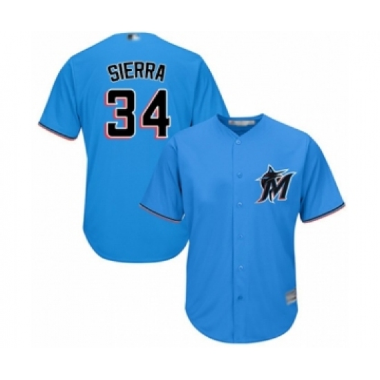 Youth Miami Marlins #34 Magneuris Sierra Authentic Blue Alternate 1 Cool Base Baseball Player Jersey - Ujersey