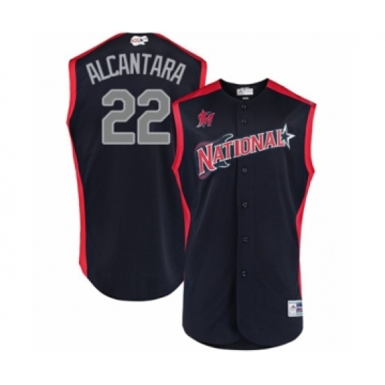 Youth Miami Marlins #22 Sandy Alcantara Authentic Navy Blue National League 2019 Baseball All-Star Jersey - Ujersey