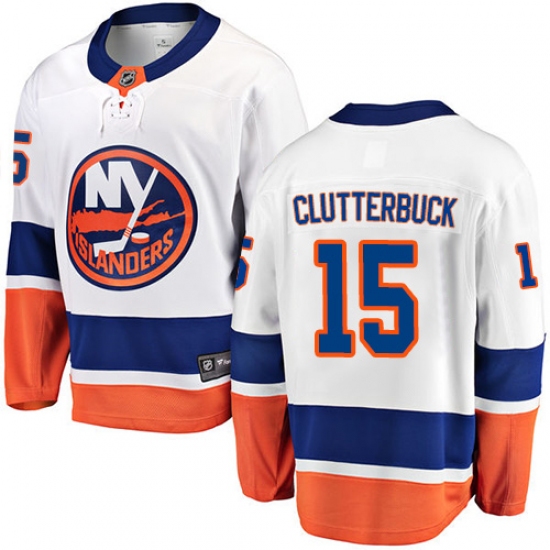 Youth New York Islanders #15 Cal Clutterbuck Fanatics Branded White Away Breakaway NHL Jersey - Ujersey