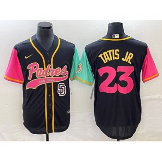 Men's San Diego Padres #23 Fernando Tatis Jr Black NEW 2023 City Connect Cool Base Stitched Jersey 1 - Ujersey