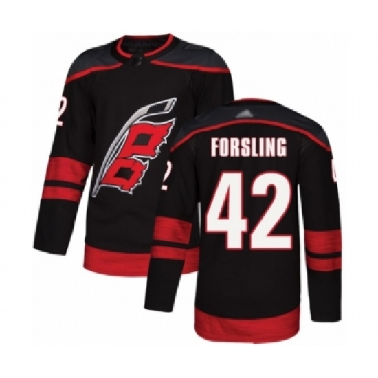 Youth Carolina Hurricanes #42 Gustav Forsling Authentic Black Alternate Hockey Jersey