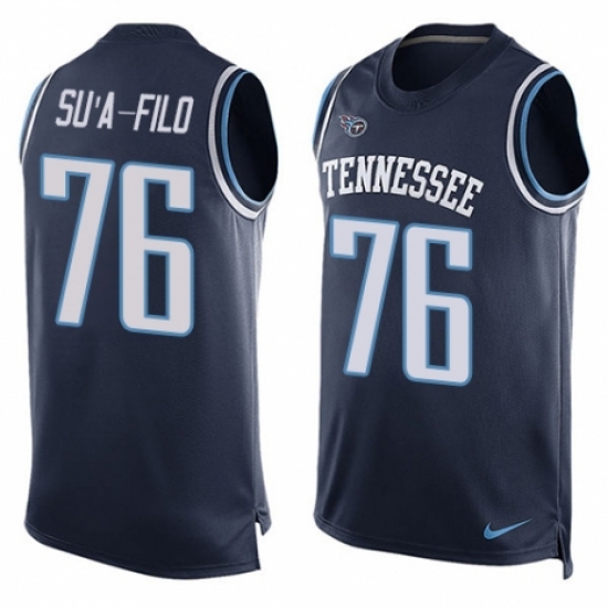 Men's Nike Tennessee Titans #76 Xavier Su'a-Filo Limited Navy Blue Player Name & Number Tank Top NFL Jersey - Ujersey