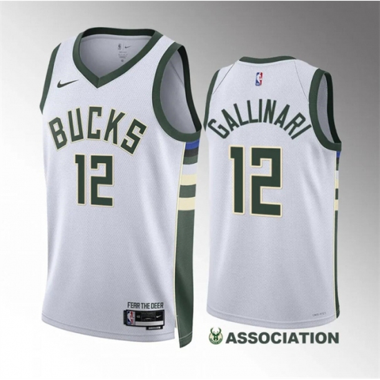 Men's Milwaukee Bucks #12 Danilo Gallinari White Association Edition Stitched Basketball Jersey - Ujersey