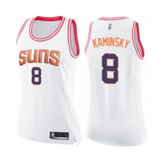 Women's Phoenix Suns #8 Frank Kaminsky Swingman White Pink Fashion Basketball Jersey - Ujersey