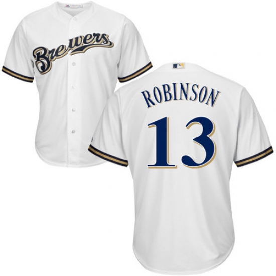 Youth Majestic Milwaukee Brewers #13 Glenn Robinson Authentic White Home Cool Base MLB Jersey - Ujersey