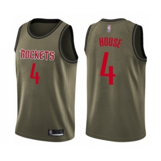 Men's Houston Rockets #4 Danuel House Swingman Green Salute to Service Basketball Jersey - Ujersey