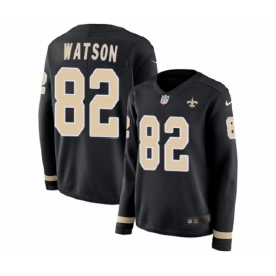 Women's Nike New Orleans Saints #82 Benjamin Watson Limited Black Therma Long Sleeve NFL Jersey - Ujersey