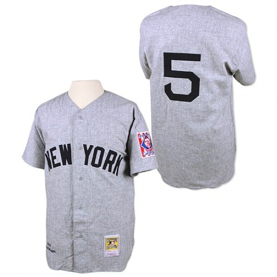 Men's Mitchell and Ness 1939 New York Yankees #5 Joe DiMaggio Authentic Grey Throwback MLB Jersey - Ujersey