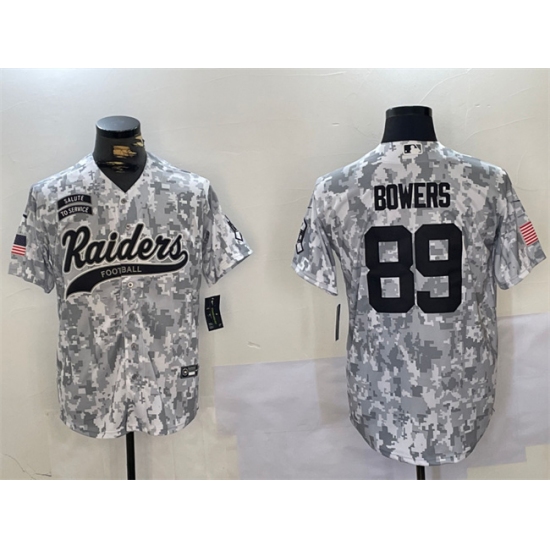 Men's Las Vegas Raiders #89 Brock Bowers 2024 Arctic Camo Salute To Service Stitched Baseball Jersey - Ujersey