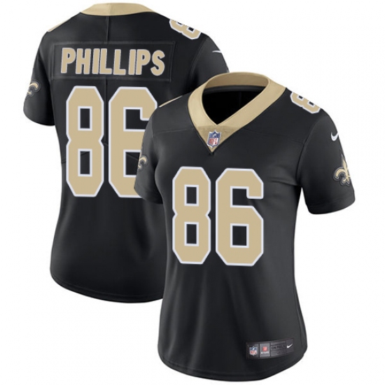 Women's Nike New Orleans Saints #86 John Phillips Black Team Color Vapor Untouchable Limited Player NFL Jersey - Ujersey