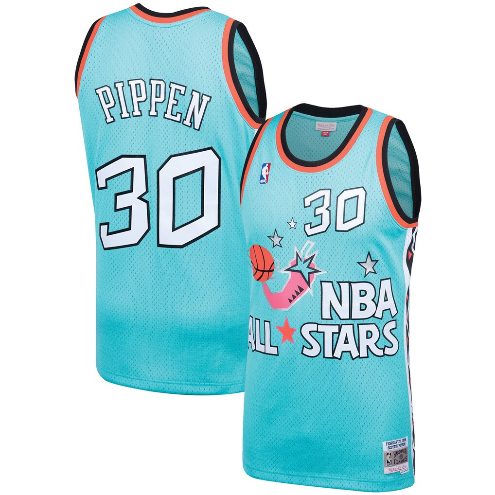 Men's Eastern Conference Scottie Pippen Mitchell & Ness Teal Hardwood Classics 1996 NBA All-Star Game Swingman Jersey - Ujersey