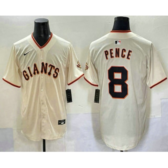 Men's San Francisco Giants #8 Hunter Pence Cream Limited Stitched Jersey - Ujersey