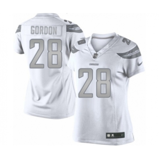 Women's Los Angeles Chargers #25 Melvin Gordon Limited White Platinum Football Jersey - Ujersey