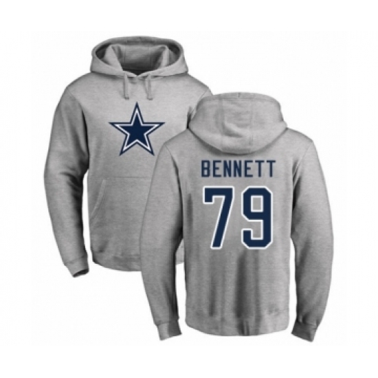Football Dallas Cowboys #79 Michael Bennett Ash Name & Number Logo Pullover Hoodie - Ujersey NHL