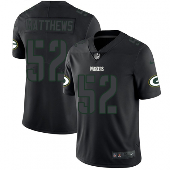 Men's Nike Green Bay Packers #52 Clay Matthews Limited Black Rush Impact NFL Jersey - Ujersey