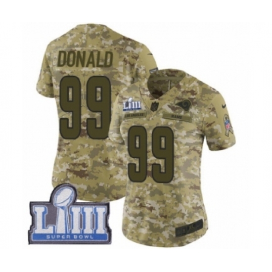 Women's Nike Los Angeles Rams #99 Aaron Donald Limited Camo 2018 Salute to Service Super Bowl LIII Bound NFL Jersey - Ujersey