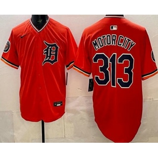 Men's Detroit Tigers #313 Motor City Orange Limited Jersey - Ujersey