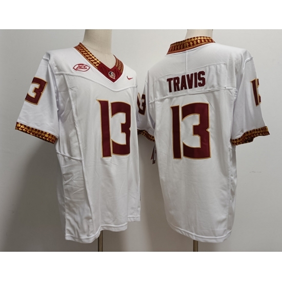 Men's Florida State Seminoles #13 Jordan Travis White 2023 F U S E Stitched Limited NCAA Jersey - Ujersey