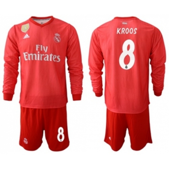 Real Madrid #8 Kroos Third Long Sleeves Soccer Club Jersey