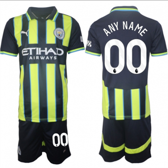 Men's Manchester City Custom 2024-25 Navy Away Soccer Jersey Suit - Ujersey