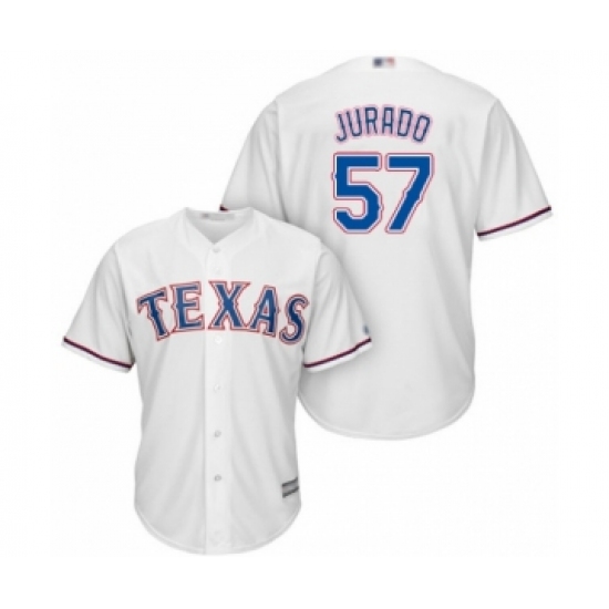 Youth Texas Rangers #57 Ariel Jurado Authentic White Home Cool Base Baseball Player Jersey - Ujersey