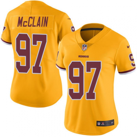 Women's Nike Washington Redskins #97 Terrell McClain Limited Gold Rush Vapor Untouchable NFL Jersey