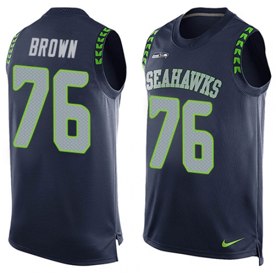 Men's Nike Seattle Seahawks #76 Duane Brown Limited Steel Blue Player Name & Number Tank Top NFL Jersey - Ujersey