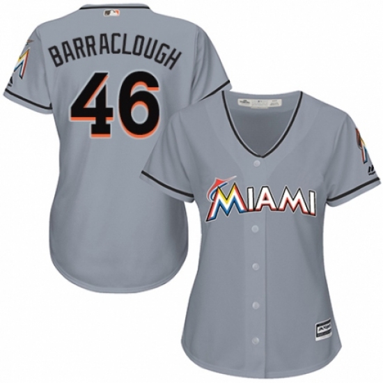 Women's Majestic Miami Marlins #46 Kyle Barraclough Authentic Grey Road Cool Base MLB Jersey - Ujersey