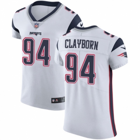 Men's Nike New England Patriots #94 Adrian Clayborn White Vapor Untouchable Elite Player NFL Jersey - Ujersey