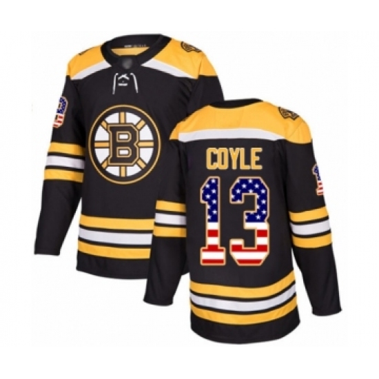 Men's Boston Bruins #13 Charlie Coyle Authentic Black USA Flag Fashion Hockey Jersey - Ujersey