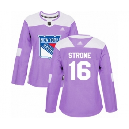 Women's New York Rangers #16 Ryan Strome Authentic Purple Fights Cancer Practice Hockey Jersey - Ujersey