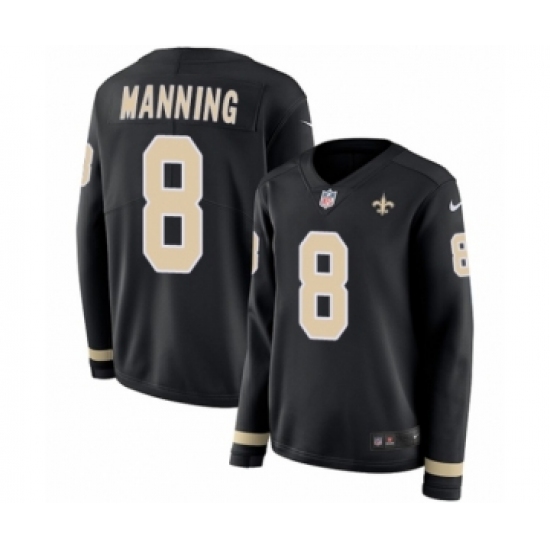Women's Nike New Orleans Saints #8 Archie Manning Limited Black Therma Long Sleeve NFL Jersey - Ujersey
