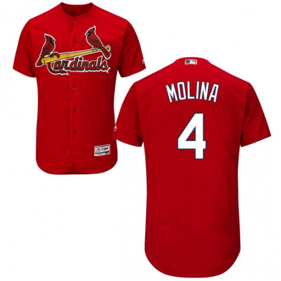 Men's Majestic St. Louis Cardinals #4 Yadier Molina Red Alternate Flex Base Authentic Collection MLB Jersey - Ujersey