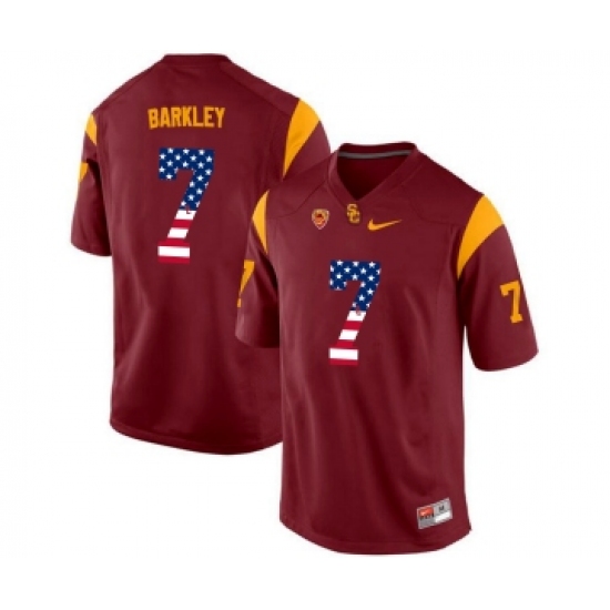 USC Trojans 7 Matt Barkley Red USA Flag College Football Jersey - Ujersey