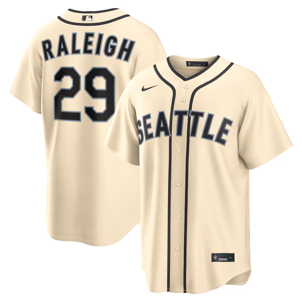Men's Seattle Mariners Cal Raleigh Nike Cream Alternate Replica Jersey - Vujersey Los Angeles Rams
