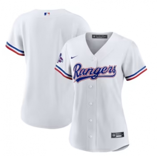 Women's Texas Rangers Blank Nike White Home 2023 World Series Champions Replica Team Jersey