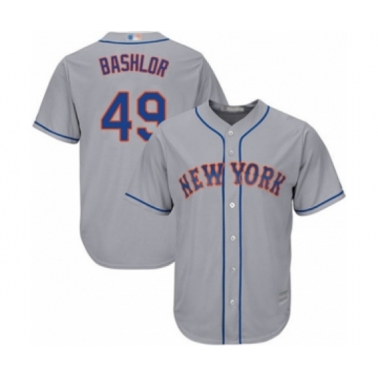 Youth New York Mets #49 Tyler Bashlor Authentic Grey Road Cool Base Baseball Player Jersey - Ujersey