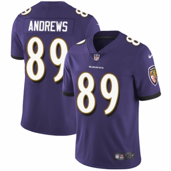 Men's Nike Baltimore Ravens #89 Mark Andrews Purple Team Color Vapor Untouchable Limited Player NFL Jersey - Ujersey