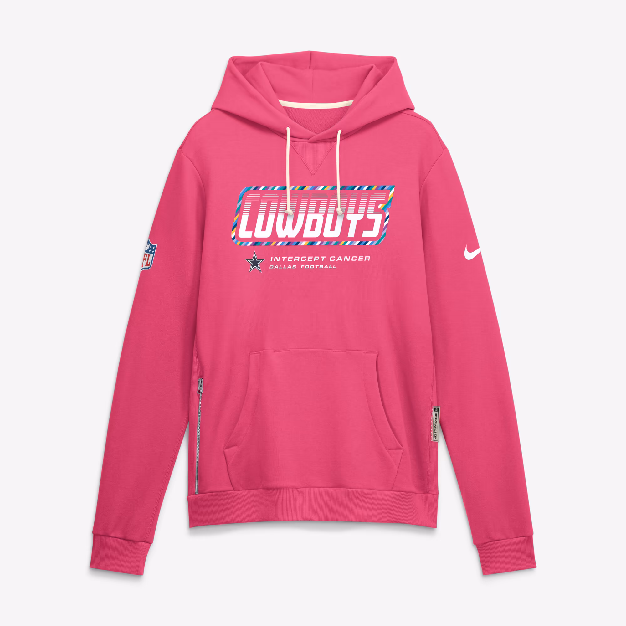 Men's Dallas Cowboys Nike Pink 2026 NFL Crucial Catch Sideline Standard Issue Dri-FIT Pullover Hoodie - Ujersey