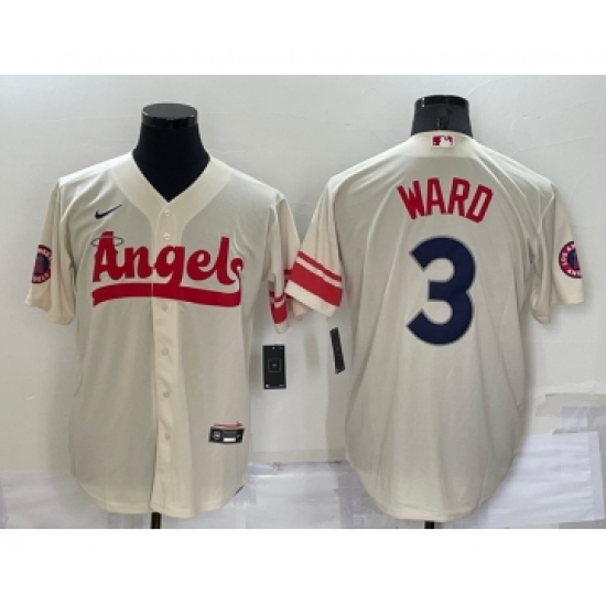 Men's Los Angeles Angels #3 Taylor Ward Cream 2022 City Connect Cool Base Stitched Jersey - Ujersey
