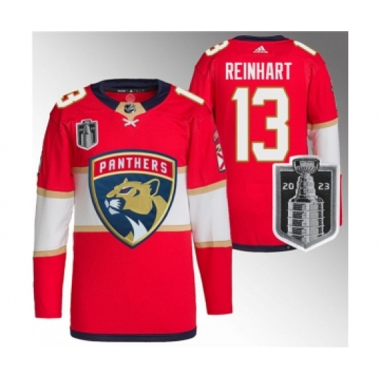 Men's Florida Panthers #13 Sam Reinhart Red 2023 Stanley Cup Final Stitched Jersey - Ujersey