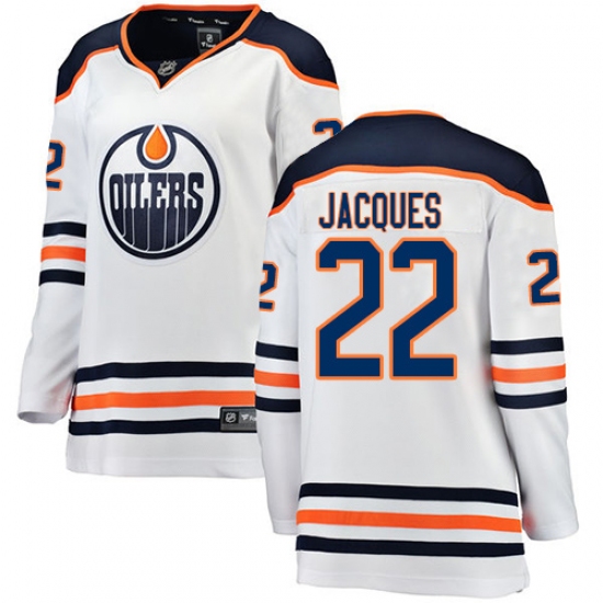 Women's Edmonton Oilers #22 Jean-Francois Jacques Authentic White Away Fanatics Branded Breakaway NHL Jersey - Ujersey