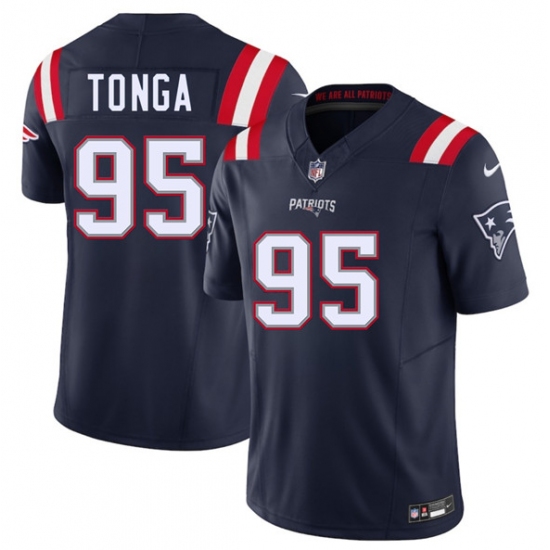 Men's New England Patriots #95 Khyiris Tonga Navy 2025 F.U.S.E. Vapor Limited Football Stitched Jersey - Ujersey