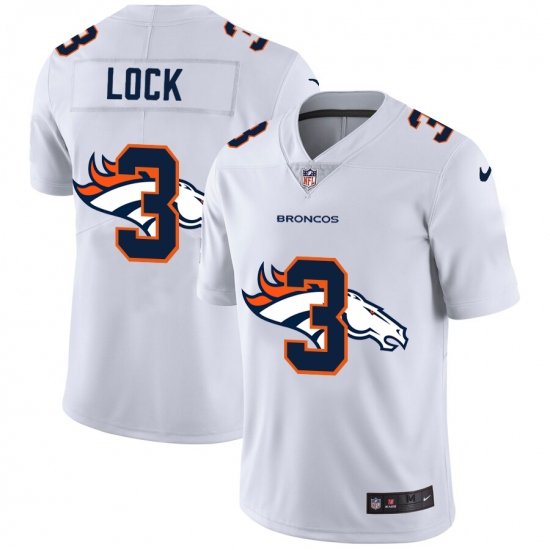 Men's Denver Broncos #3 Drew Lock White Nike White Shadow Edition Limited Jersey - Ujersey