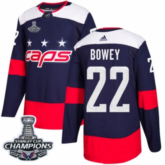 Youth Adidas Washington Capitals #22 Madison Bowey Authentic Navy Blue 2018 Stadium Series 2018 Stanley Cup Final Champions NHL Jersey - Ujersey