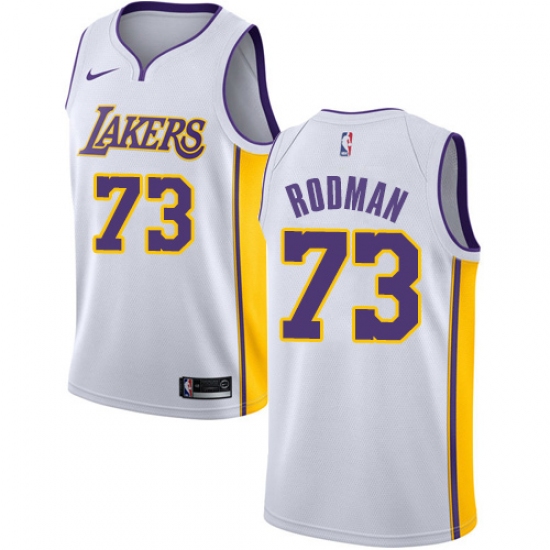 Youth Nike Los Angeles Lakers #73 Dennis Rodman Swingman White NBA Jersey - Association Edition - ujerseystore