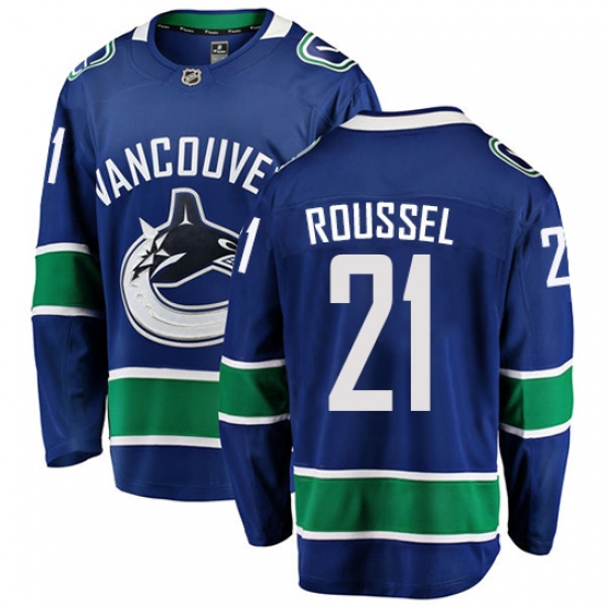 Men's Vancouver Canucks #21 Antoine Roussel Fanatics Branded Blue Home Breakaway NHL Jersey - Ujersey