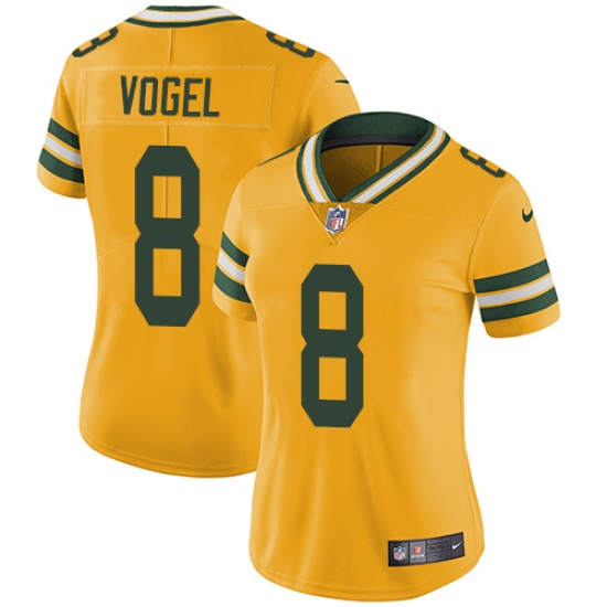 Women's Nike Green Bay Packers #8 Justin Vogel Limited Gold Rush Vapor Untouchable NFL Jersey - Ujersey
