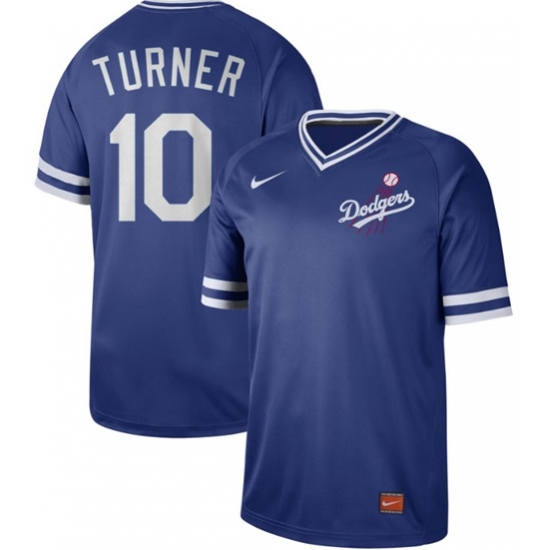 Men's Nike Los Angeles Dodgers #10 Justin Turner Royal Authentic Cooperstown Collection Stitched Baseball Jersey - Ujersey